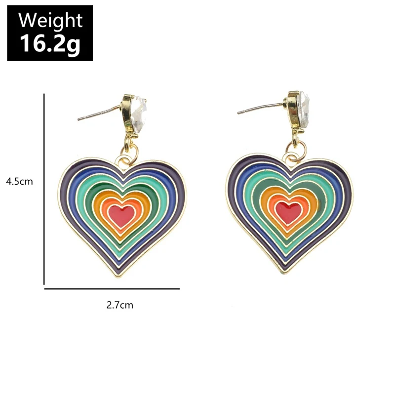 NEW Bohemian Colorful Heart Earrings for Women Rainbow Enamel Metal Gold Drop Dangle Earring Piercing Jewelry Vintage Accessory
NEW Bohemian Colorful Heart Earrings for Women Rainbow Enamel Metal Gold Drop Dangle Earring Piercing Jewelry Vintage Accessory