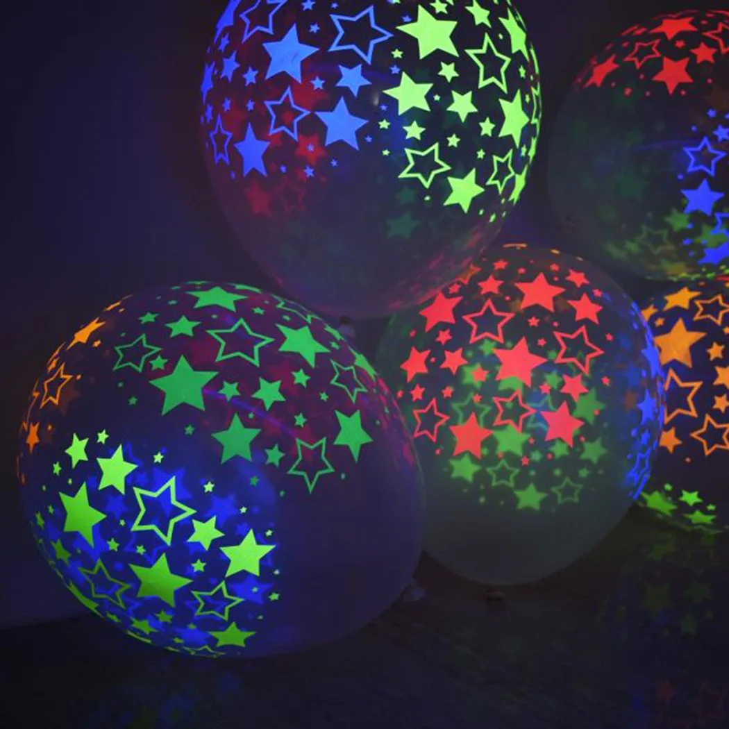 10Pcs Luminous Party Balloons Clear Latex 12 Inch Neon UV Blacklight Reactive Star Points Balloon Wedding Fluorescent Balloons
10Pcs Luminous Party Balloons Clear Latex 12 Inch Neon UV Blacklight Reactive Star Points Balloon Wedding Fluorescent Balloons