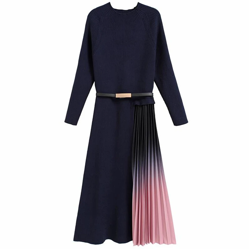 Autumn Winter High Quality Knitted Dress Women High waist O-neck Slim Sweater Dresses Vintage Long sleeve Warm Pleated Dress
Autumn Winter High Quality Knitted Dress Women High waist O-neck Slim Sweater Dresses Vintage Long sleeve Warm Pleated Dress