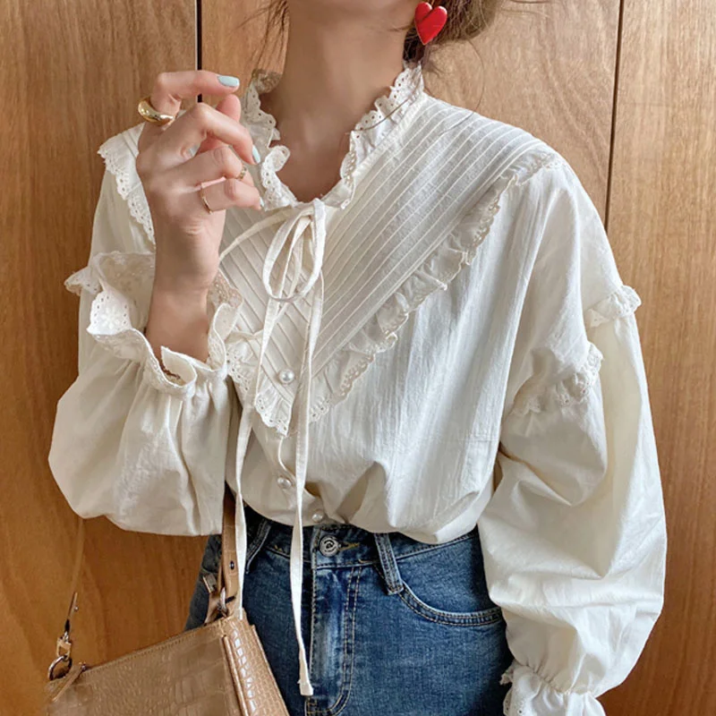 New Fashion Women Hollow Out Vintage Casual Elegant Tops Women Shirts Solid Long Sleeve Korean Style Bow Loose Chic Blouses
New Fashion Women Hollow Out Vintage Casual Elegant Tops Women Shirts Solid Long Sleeve Korean Style Bow Loose Chic Blouses