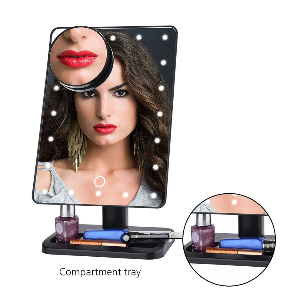 180 Degrees Rotating Makeup Mirror With LED Light Cosmetic Mirror Touch Dimmable Vanity Mirror With Stand For Bedroom Bathroom
180 Degrees Rotating Makeup Mirror With LED Light Cosmetic Mirror Touch Dimmable Vanity Mirror With Stand For Bedroom Bathroom