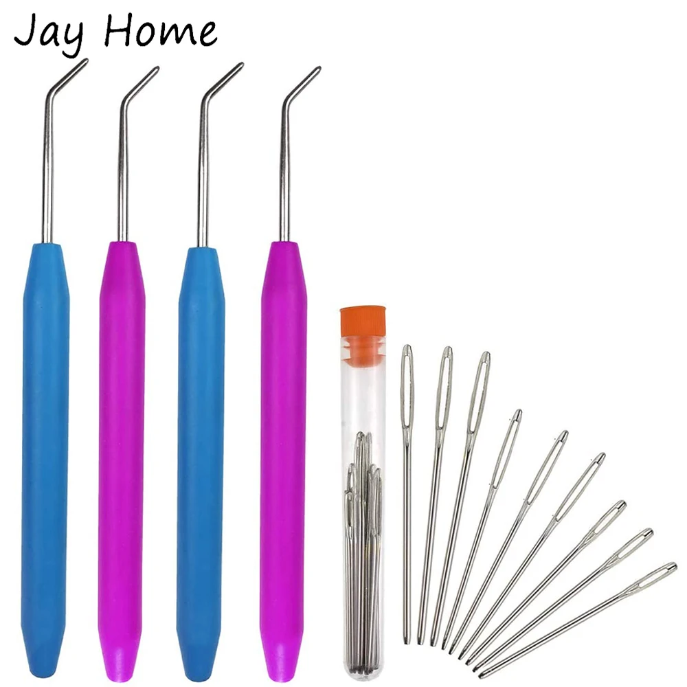 4Pcs Knitting Loom Hooks Plastic Handles Crochet Hooks with 9 Steel Large Eye Sewing Needles for DIY Weaving Stitching Tools
4Pcs Knitting Loom Hooks Plastic Handles Crochet Hooks with 9 Steel Large Eye Sewing Needles for DIY Weaving Stitching Tools