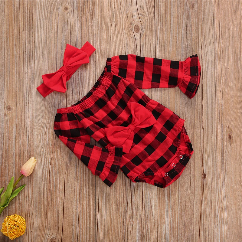 2020 New Christmas Baby Girls Plaid Bow Jumpsuits Casual Long-sleeved Triangle Wrapped Romper and Headband Jumpsuit
2020 New Christmas Baby Girls Plaid Bow Jumpsuits Casual Long-sleeved Triangle Wrapped Romper and Headband Jumpsuit