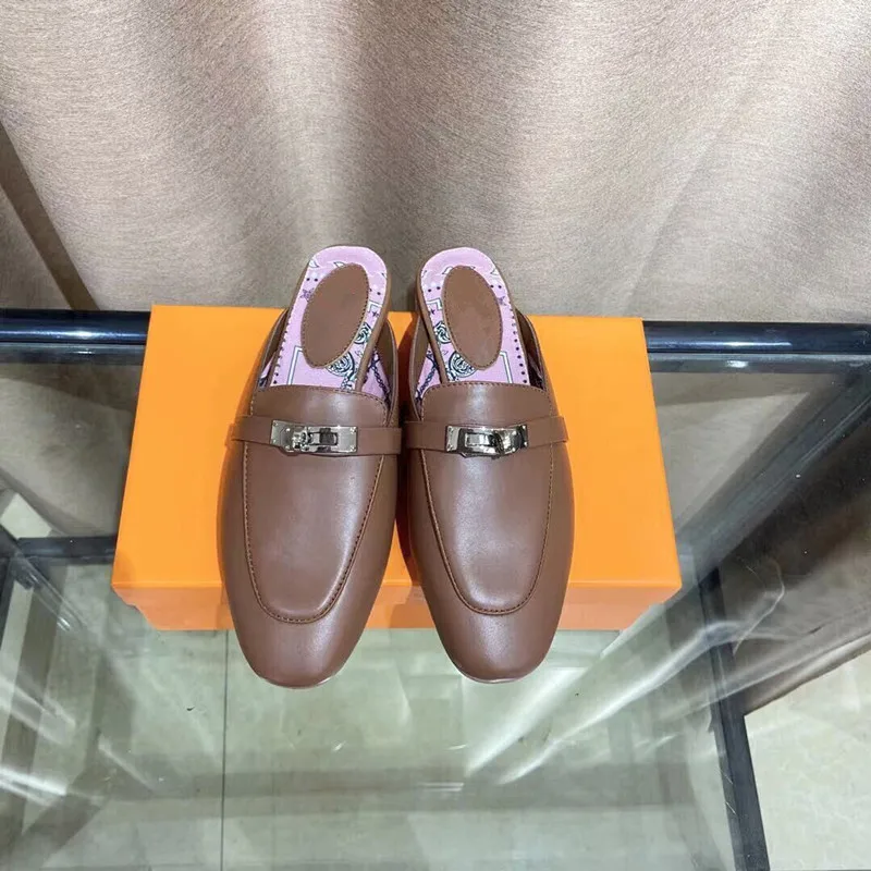 Woman Genuine Leather Slippers Vintage Metal Dcoration Sandals Buckle Flat Shoes Lock Slip-On Loafers Big Size 43 Flats Lady
Woman Genuine Leather Slippers Vintage Metal Dcoration Sandals Buckle Flat Shoes Lock Slip-On Loafers Big Size 43 Flats Lady
