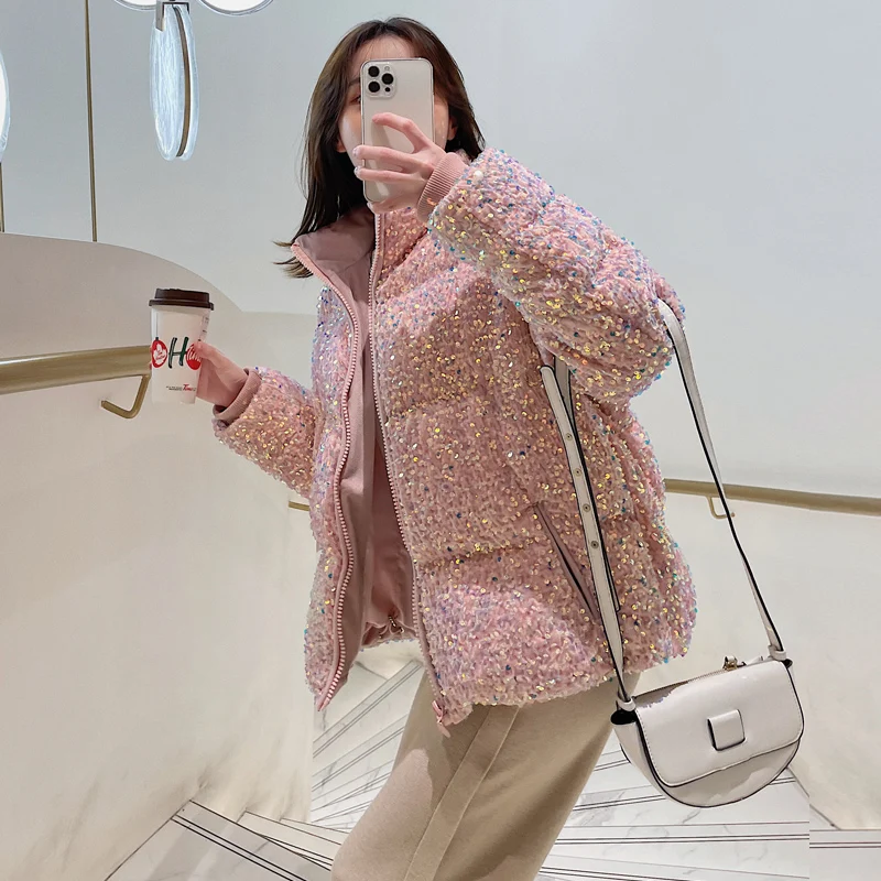 M.Y.FANTASY 2021Winter Short Puffer Down Jacket Women Fashion Full Sequins Loose 90% Duck Down Coat Female Thick Feather Parkas
M.Y.FANTASY 2021Winter Short Puffer Down Jacket Women Fashion Full Sequins Loose 90% Duck Down Coat Female Thick Feather Parkas