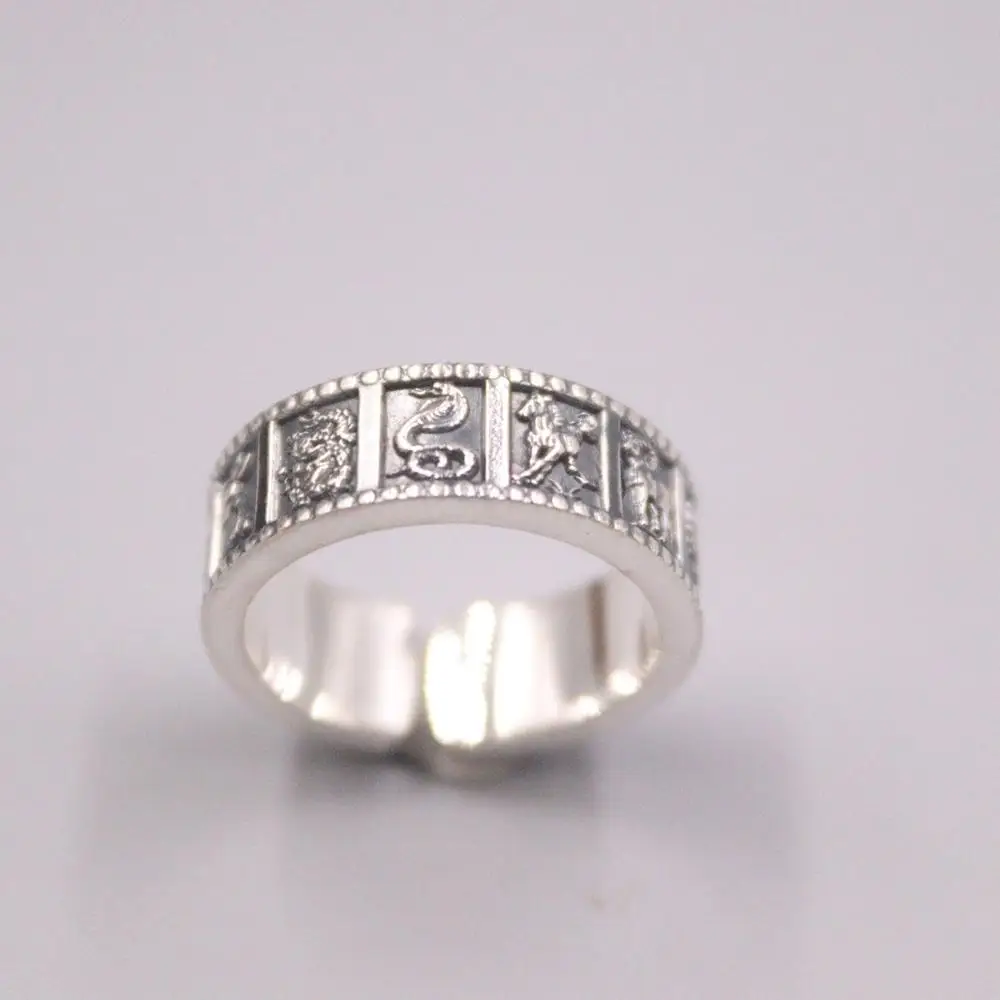 Pure 925 Sterling Silver Ring Width 7mm Chinese Zodiac 12 Anlmals Pattern Cuff Ring US Size 8-12 For Man
Pure 925 Sterling Silver Ring Width 7mm Chinese Zodiac 12 Anlmals Pattern Cuff Ring US Size 8-12 For Man
