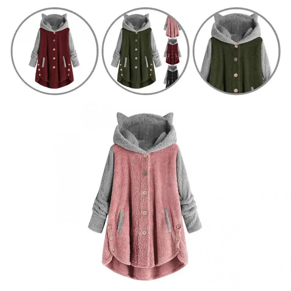 Стильная женская куртка с милыми медвежьими ушками, милая женская верхняя одежда с длинным рукавом для праздника 
Стильная женская куртка с милыми медвежьими ушками, милая женская верхняя одежда с длинным рукавом для праздника