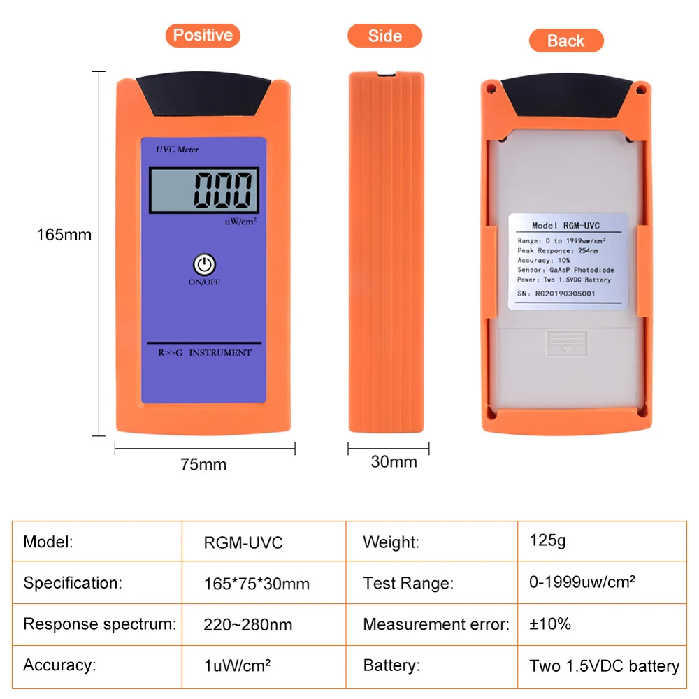 RGM-UVC Reptile UV Radiation Meter Ultraviolet Irradiance Meters High Accuracy UV Illuminance Meter UVC Luminosity Measurement
RGM-UVC Reptile UV Radiation Meter Ultraviolet Irradiance Meters High Accuracy UV Illuminance Meter UVC Luminosity Measurement