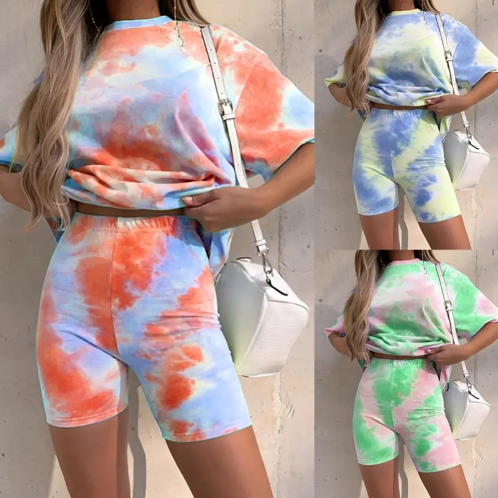 Outfit Short Sleeve T-shirt O Neck Women Shorts Casual Tie Dye Two Piece Sports Outfits
Outfit Short Sleeve T-shirt O Neck Women Shorts Casual Tie Dye Two Piece Sports Outfits