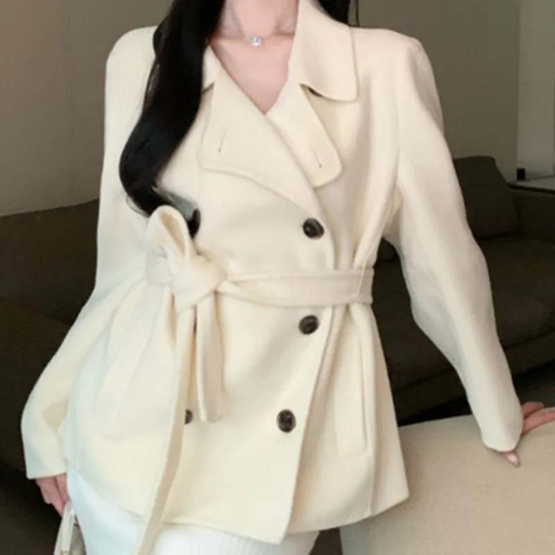 Women Coat Jacket Breasted Suit Collar Long Sleeved Woolen Coat Autumn And Winter Women's Waist Long Woolen Coat With Belt
Women Coat Jacket Breasted Suit Collar Long Sleeved Woolen Coat Autumn And Winter Women's Waist Long Woolen Coat With Belt