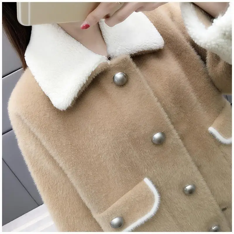 Faux Mink Fur Coat Female Autumn And Winter 2021 New Popular Korean Loose Jacket Cardigan Shirt Casual Tide | Женская одежда