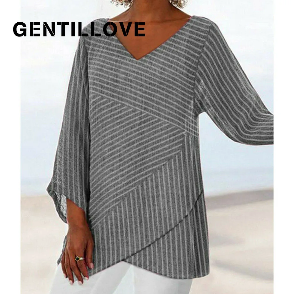Gentillove Elegant Striped Cross Criss Blouse Casual Long Sleeve V Neck Linen Baggy Shirt Vintage Linen Tunic Tops Streetwear
Gentillove Elegant Striped Cross Criss Blouse Casual Long Sleeve V Neck Linen Baggy Shirt Vintage Linen Tunic Tops Streetwear