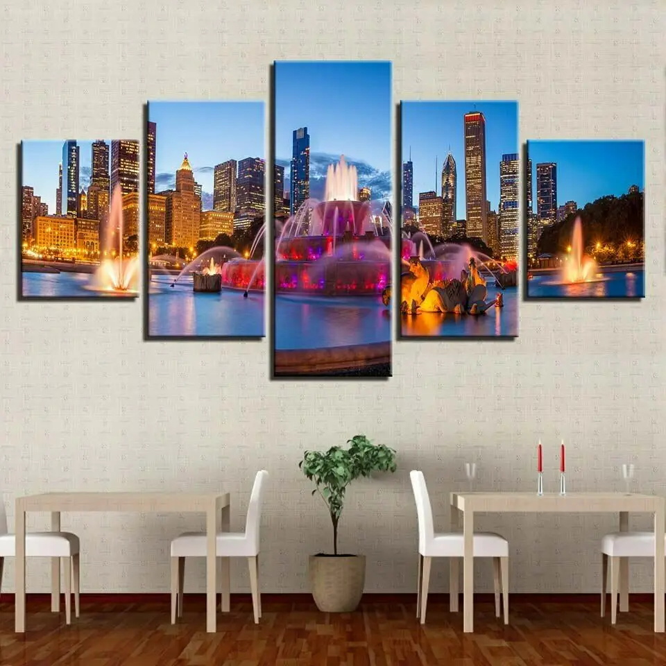 Michigan Chicago Night Fountain 5 piece HD Wall Art Print HD Print poster Paintings Oil Painting Living Room Home Decor Pictures
Michigan Chicago Night Fountain 5 piece HD Wall Art Print HD Print poster Paintings Oil Painting Living Room Home Decor Pictures