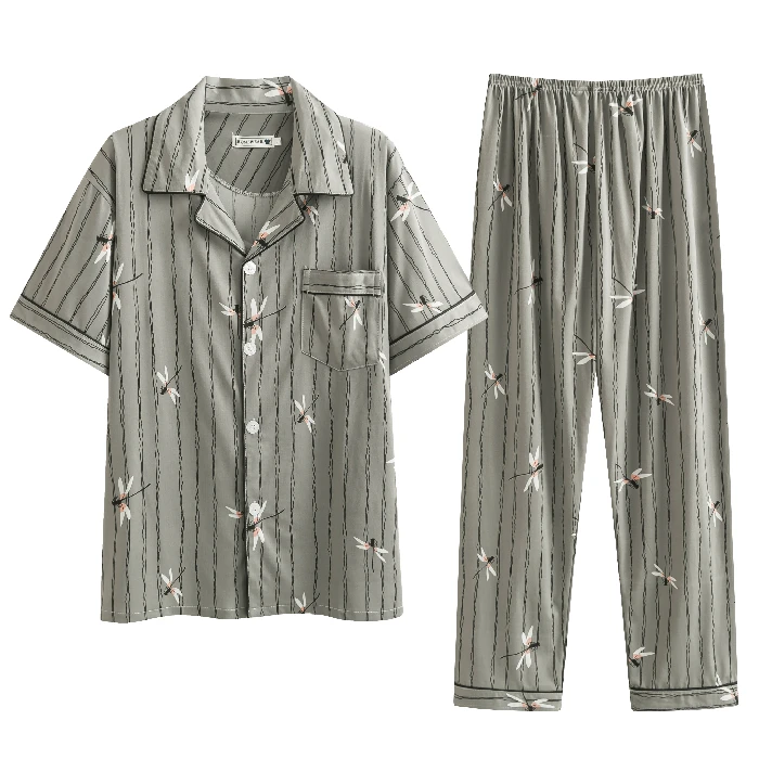 Men's Pajamas Set Summer Leisure Elastic Waist Men Sleepwear Cotton Men's Short Sleeve Nightwear Print Top Long Pant Homewear
Men's Pajamas Set Summer Leisure Elastic Waist Men Sleepwear Cotton Men's Short Sleeve Nightwear Print Top Long Pant Homewear
