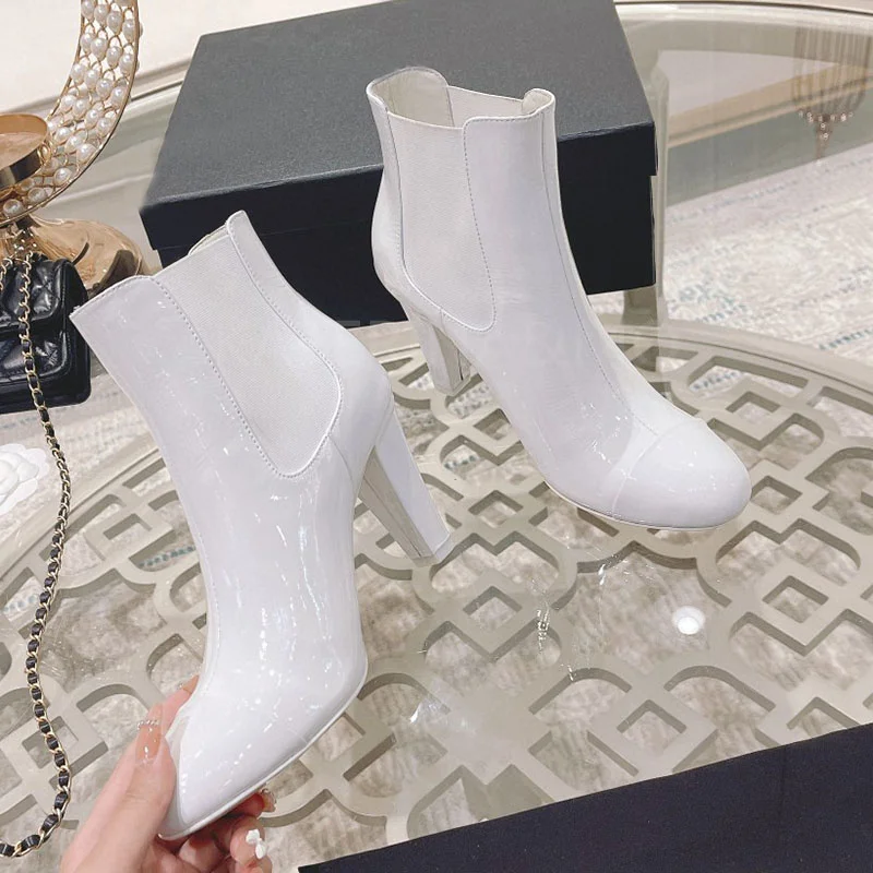 Fashion Brand Pointed Toe High Heel Ankle Boots Leather Sole Square Root Chelsea Boots Leather Elastic Band Short Boots
Fashion Brand Pointed Toe High Heel Ankle Boots Leather Sole Square Root Chelsea Boots Leather Elastic Band Short Boots