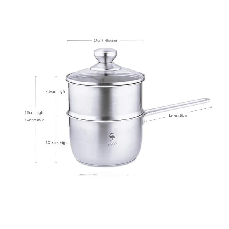 Milk Pot Single Handle Mini Hot Boiled Noodle Pot Small Steamer Induction Cooker 304 Stainless Steel 16cm Eco-friendly TR5997
Milk Pot Single Handle Mini Hot Boiled Noodle Pot Small Steamer Induction Cooker 304 Stainless Steel 16cm Eco-friendly TR5997