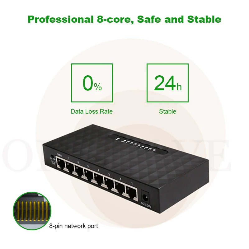 Сетевой коммутатор 10/100/1000 Мбит/с 8 Порты и разъёмы Gigabit Ethernet сетевой Настольный RJ45