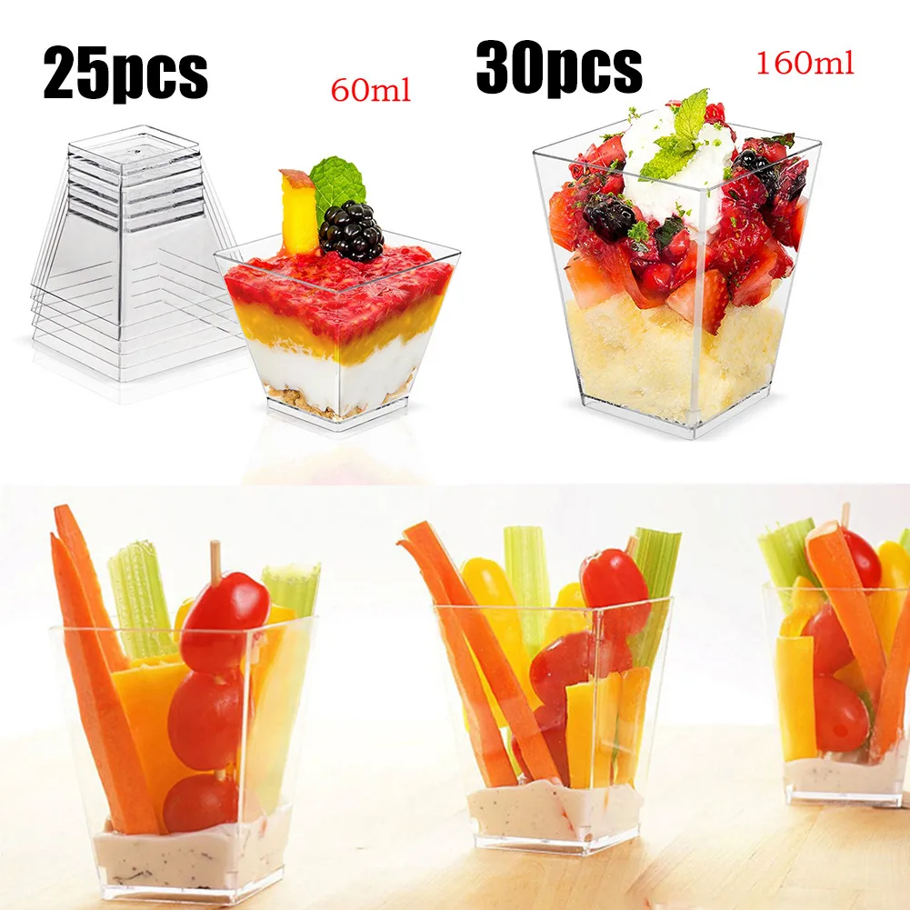 30pcs 160ml Transparent Dessert Cups Multi-Use Disposable Plastic Square Ice Cream Cup Stackable Jelly Cup Party Birthday Decor
30pcs 160ml Transparent Dessert Cups Multi-Use Disposable Plastic Square Ice Cream Cup Stackable Jelly Cup Party Birthday Decor