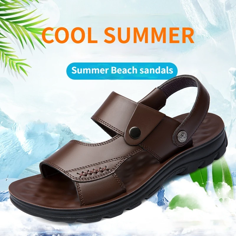 Summer Mens Sandals Leather Beach Shoes Casual Thick Sole Breathable Non-slip Peep Toe Slippers Boys Flats Large Size Foorwear
Summer Mens Sandals Leather Beach Shoes Casual Thick Sole Breathable Non-slip Peep Toe Slippers Boys Flats Large Size Foorwear