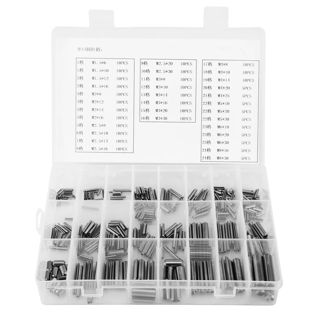 280Pcs Stainless Steel Spring Tension Pins Set M1.5 M2 M2.5 M3 M4 M5 M6 M8 with Box
280Pcs Stainless Steel Spring Tension Pins Set M1.5 M2 M2.5 M3 M4 M5 M6 M8 with Box