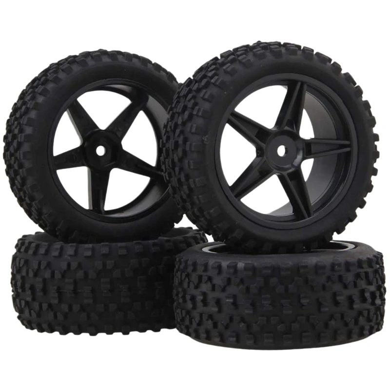 4Pcs Front Rear Pentagram Plastic Wheel Rims + High Grip Rubber Tires Tyres for RC 1:10 Off-Road Car Buggy
4Pcs Front Rear Pentagram Plastic Wheel Rims + High Grip Rubber Tires Tyres for RC 1:10 Off-Road Car Buggy