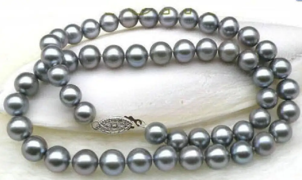 

Очень удивительное Жемчужное ожерелье 9-10 мм, Южно-морское серое, 18 дюймов, серебро 925 пробы, белое золото