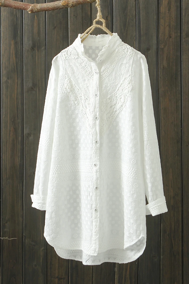 Fall 2021 New Cotton Embroidered White Shirts Medium-length Loose Full Plus Size Slim Women Tops
Fall 2021 New Cotton Embroidered White Shirts Medium-length Loose Full Plus Size Slim Women Tops