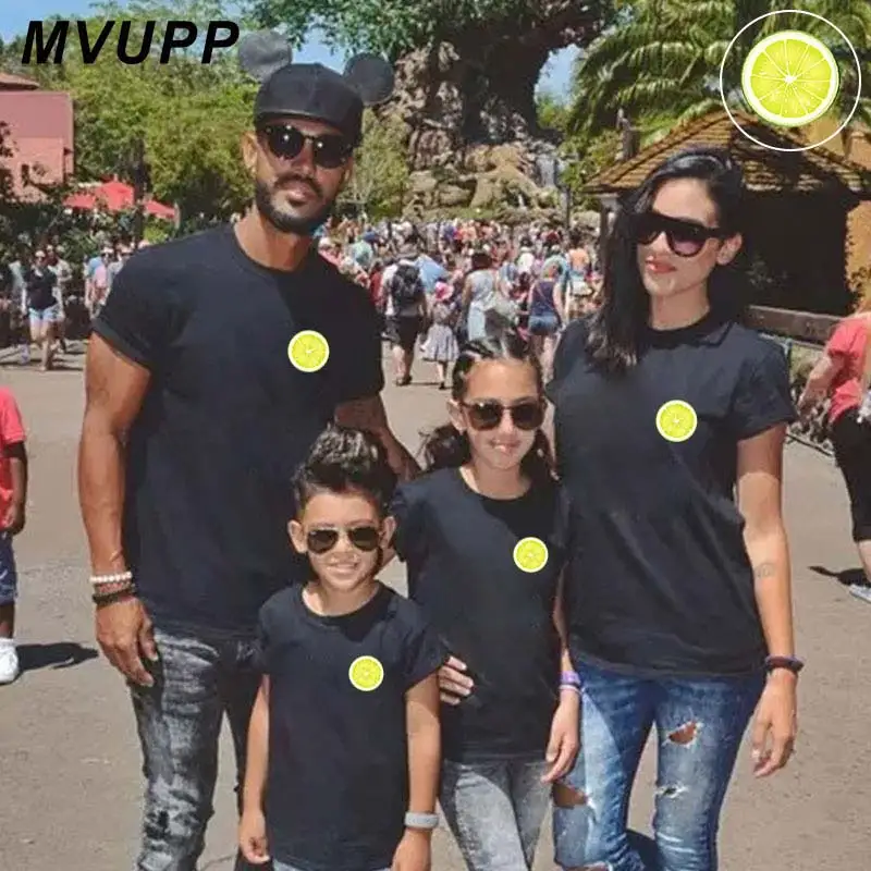 

lemon print funny family look t shirt mother daughter father son matching clothes mommy and me outfits dad mom baby girl boy mum