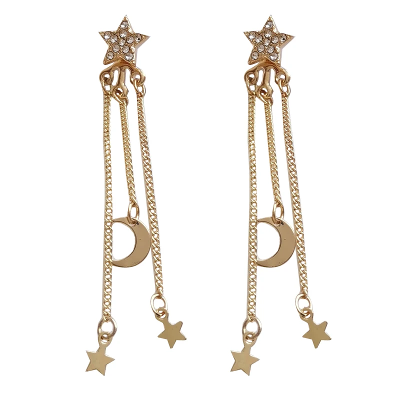 S925 needle Fashion Jewelry Star Earrings Popular Style High Quality Crystal Metal Chain With Stars Drop Earrings For Women Gift
S925 needle Fashion Jewelry Star Earrings Popular Style High Quality Crystal Metal Chain With Stars Drop Earrings For Women Gift
