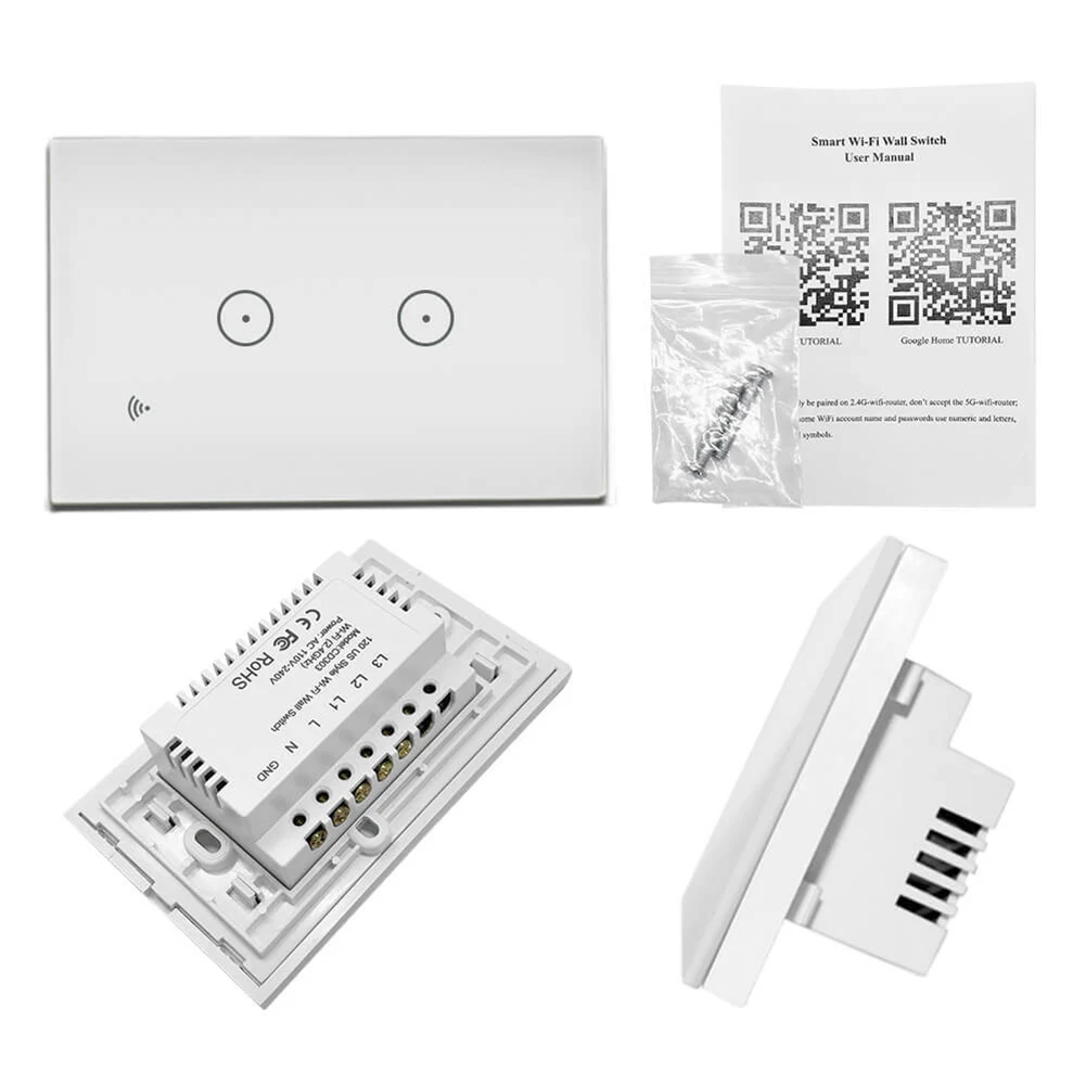 Timer WiFi Smart Light Switch Voice Control 2 Gang Wireless Wall Remote Touch Panel Work with Alexa Google Home US Plug
Timer WiFi Smart Light Switch Voice Control 2 Gang Wireless Wall Remote Touch Panel Work with Alexa Google Home US Plug