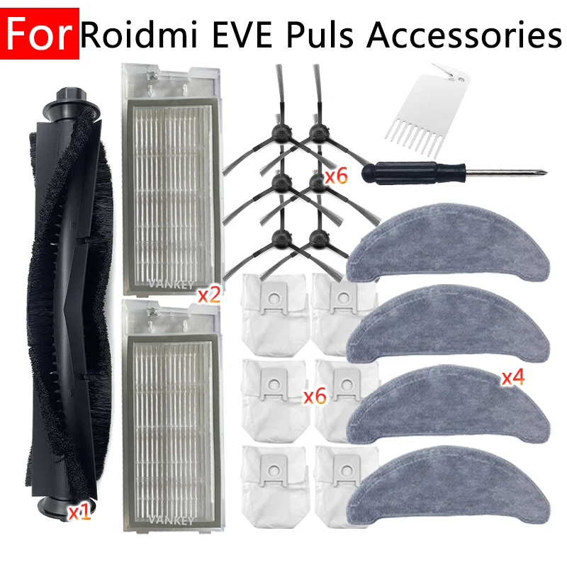 For Xiaomi Mijia Roidmi Eve Plus Smart Home Accessories Parts Main Side Brush Rag Hepa Filter Dust Bag Kit Robot Vacuum Cleaner
For Xiaomi Mijia Roidmi Eve Plus Smart Home Accessories Parts Main Side Brush Rag Hepa Filter Dust Bag Kit Robot Vacuum Cleaner