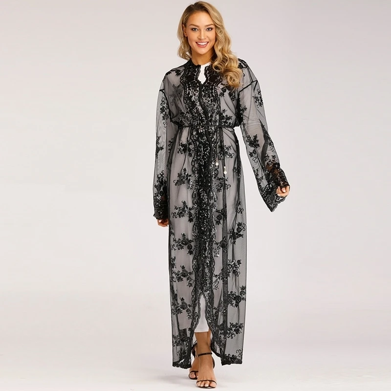 Long Plus Size Kimono Mujer Sexy Dubai Abaya Muslim Women Embroidery Chiffon Mesh Cardigan Blouse Roupas Feminina Clothes
Long Plus Size Kimono Mujer Sexy Dubai Abaya Muslim Women Embroidery Chiffon Mesh Cardigan Blouse Roupas Feminina Clothes