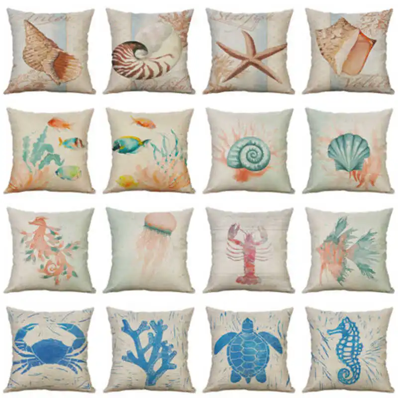 Marine Organism Turtle Octopus Sea Horse Jellyfish Pattern Cushion Covers Cotton Linen Home Sofa Decorative Pillow Case
Marine Organism Turtle Octopus Sea Horse Jellyfish Pattern Cushion Covers Cotton Linen Home Sofa Decorative Pillow Case