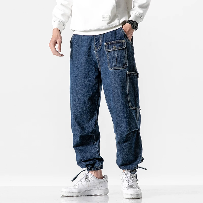 Drawstring Jeans Hip Hop Loose Denim Cargo Pants Streetwear Men Fashion Hipster Punk Rock Trousers Multi-pockets Male Jeans
Drawstring Jeans Hip Hop Loose Denim Cargo Pants Streetwear Men Fashion Hipster Punk Rock Trousers Multi-pockets Male Jeans