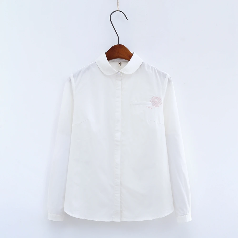 Basic White Cotton Shirt Women Spring Autumn Casual Embroidery Turn Down Collar Long Sleeve Single-Breasted Top Daily Clothes
Basic White Cotton Shirt Women Spring Autumn Casual Embroidery Turn Down Collar Long Sleeve Single-Breasted Top Daily Clothes