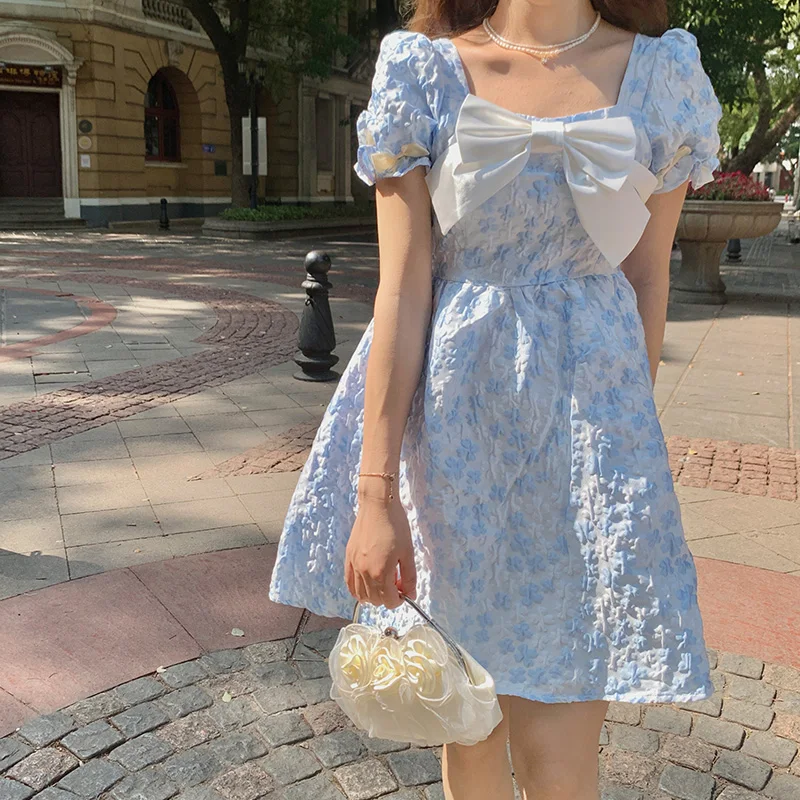 Sweet Lolita Women Princess Dress Japanese Jacquard Square Neck Fairy Bow Puff Sleeve Dress Vintage Soft Girl French Party Dress
Sweet Lolita Women Princess Dress Japanese Jacquard Square Neck Fairy Bow Puff Sleeve Dress Vintage Soft Girl French Party Dress