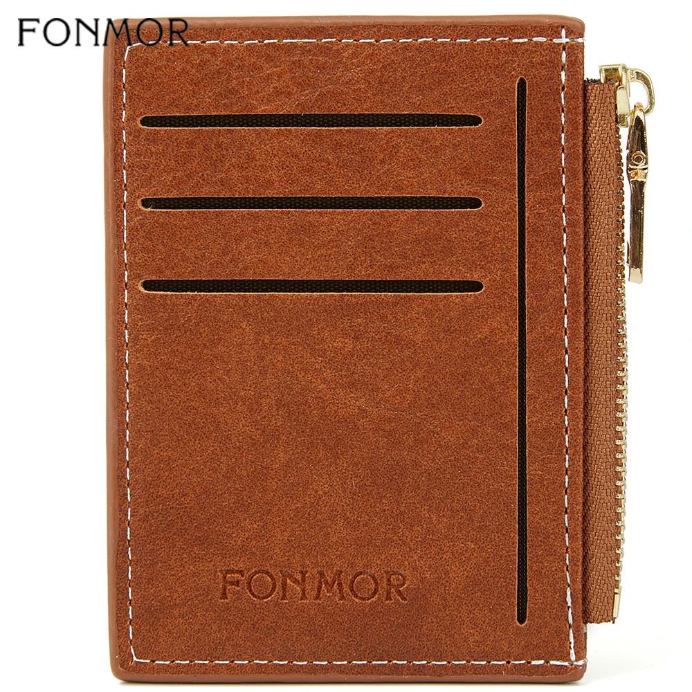 Fonmor Women Slim Zipper Wallet PU Leather Men Casual Credit Card Holder Coin Money Pouch Female Clutch Purses Small Wallets New | Багаж и