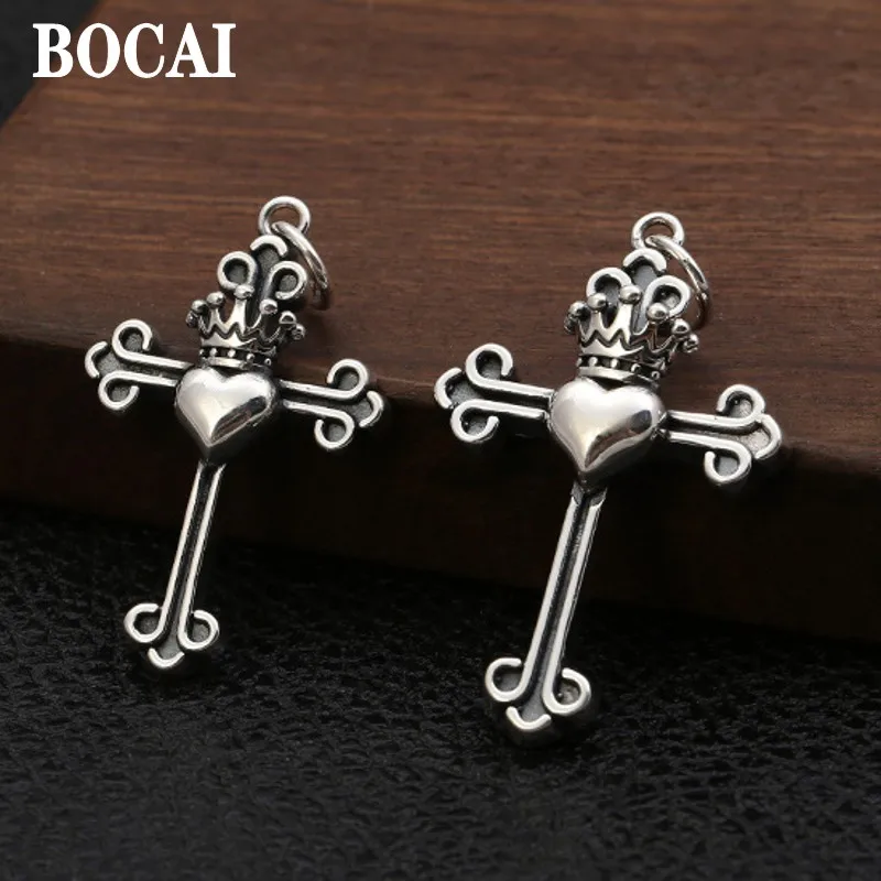 BOCAI New Pure S925 Sterling Silver Vintage Jewelry Trendy Crown Love Heart Letter Cross Men And Women Pendant
BOCAI New Pure S925 Sterling Silver Vintage Jewelry Trendy Crown Love Heart Letter Cross Men And Women Pendant