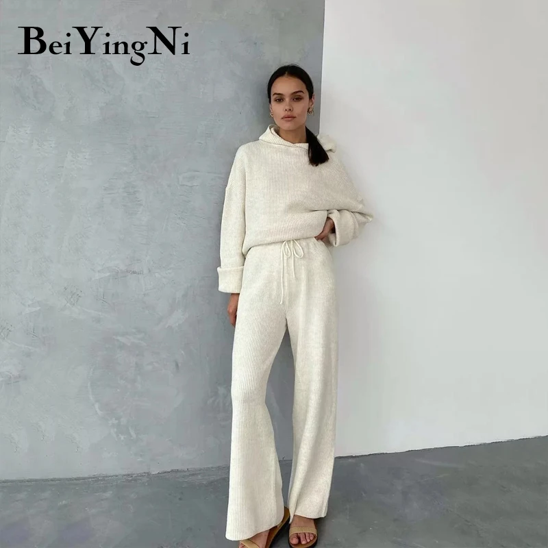 Beiyingni 2021 Tracksuit Women Knitted Sweaters And Wide Pants Loose Oversized Two Piece Set Female Casual Hooded Outfits Suits
Beiyingni 2021 Tracksuit Women Knitted Sweaters And Wide Pants Loose Oversized Two Piece Set Female Casual Hooded Outfits Suits