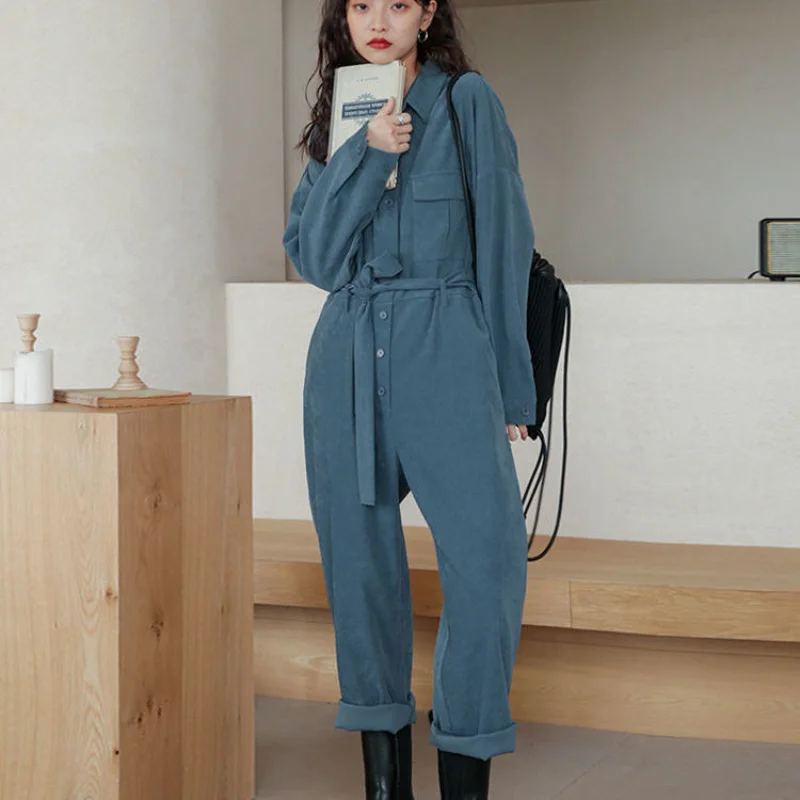 

Jumpsuits for Women Plus Size Overalls 2021 Handsome Fashionable Japan Playsuits High Waist Straight Trousers Jumpsuit S-3XL