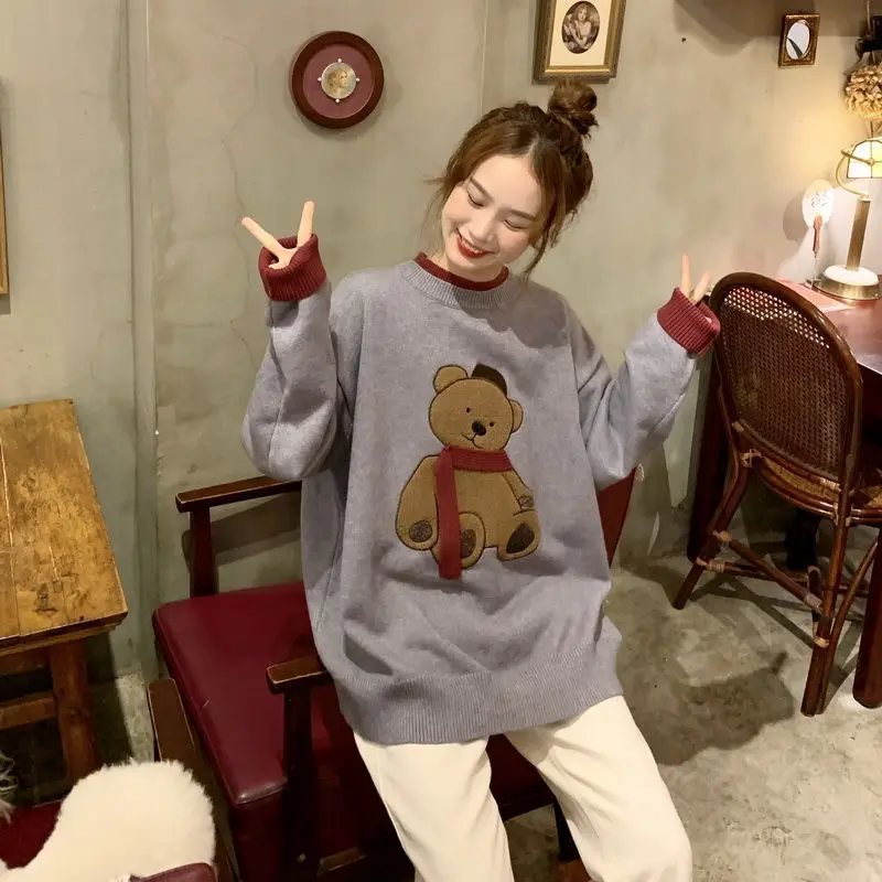 Japanese Retro Style Oversized Patchwork Knitted Sweater Harajuku Kawaii Bear Female Clothing Schoolgirl Long Sleeve Tops
Japanese Retro Style Oversized Patchwork Knitted Sweater Harajuku Kawaii Bear Female Clothing Schoolgirl Long Sleeve Tops