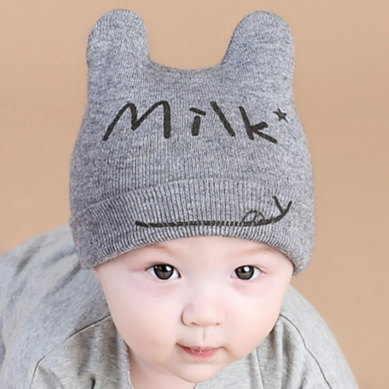 Winter Baby Hat with Ears Girls Boys Beanie Spring Autumn Newborn Cap Children Infant Toddlers Clothes Kids Milk | Детская одежда и