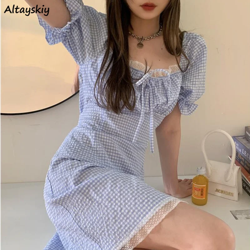 Women Dresses Plaid Short Puff Sleeve Ulzzang Ruffles Folds Sweet Gentle Kawaii Teens Lace Fairy Slim Square Collar Retro Sexy
Women Dresses Plaid Short Puff Sleeve Ulzzang Ruffles Folds Sweet Gentle Kawaii Teens Lace Fairy Slim Square Collar Retro Sexy
