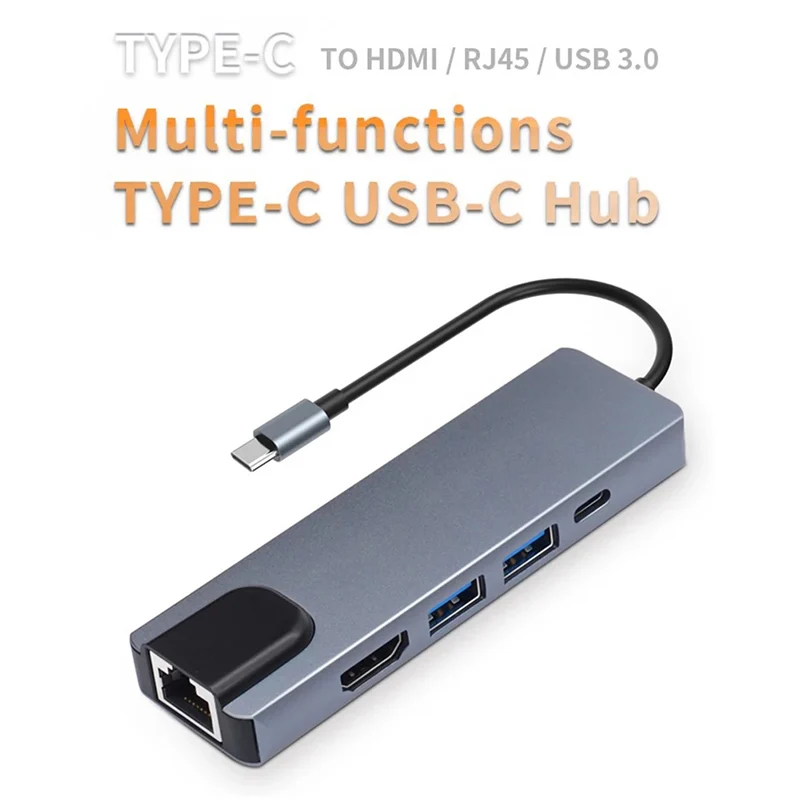 USB C Type C HUB to USB 3.0 HDTV PD Charging RJ45 Gigabit Ethernet Adapter Type-C 5 in 1 Converter for Pro Window Mac OS
USB C Type C HUB to USB 3.0 HDTV PD Charging RJ45 Gigabit Ethernet Adapter Type-C 5 in 1 Converter for Pro Window Mac OS