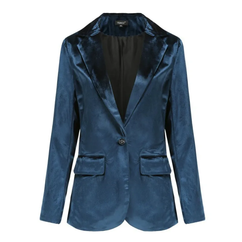 Elegant Turn Down Collar V-Neck Blazers Coat Autumn Winter Pure Color Gold Velvet Woman Suits OL Cardigan Tops Slim Crop Blazer 
Elegant Turn Down Collar V-Neck Blazers Coat Autumn Winter Pure Color Gold Velvet Woman Suits OL Cardigan Tops Slim Crop Blazer