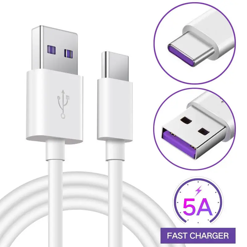 Фото Кабель для быстрой зарядки и передачи данных 5A Type C USB смартфона Huawei P20 P30 Pro Lite |