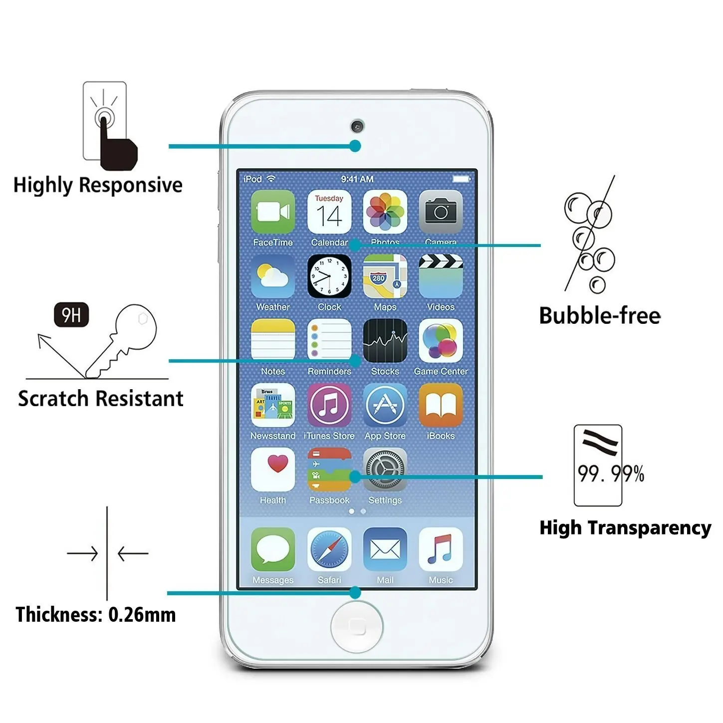 2 шт. для Apple iPod Touch 5 / 6 закаленное стекло 9H 2.5D Премиум Защитная пленка экрана 5-го