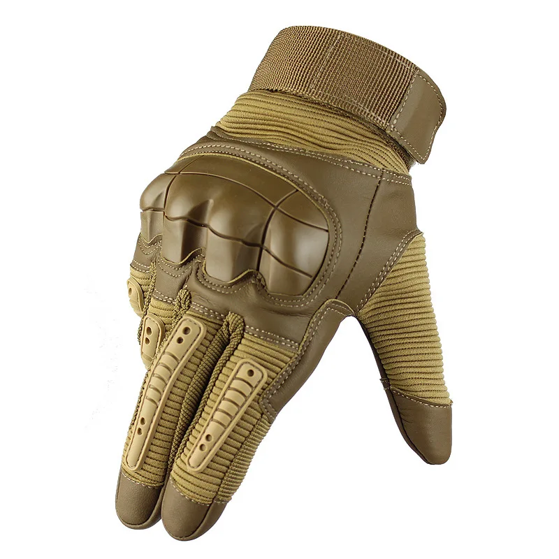 Touch Screen Tactical Rubber Combat Gloves Men Full Finger Gloves Rubber Hard for Motorbike Climbing Hiking PU Leather Glove Men