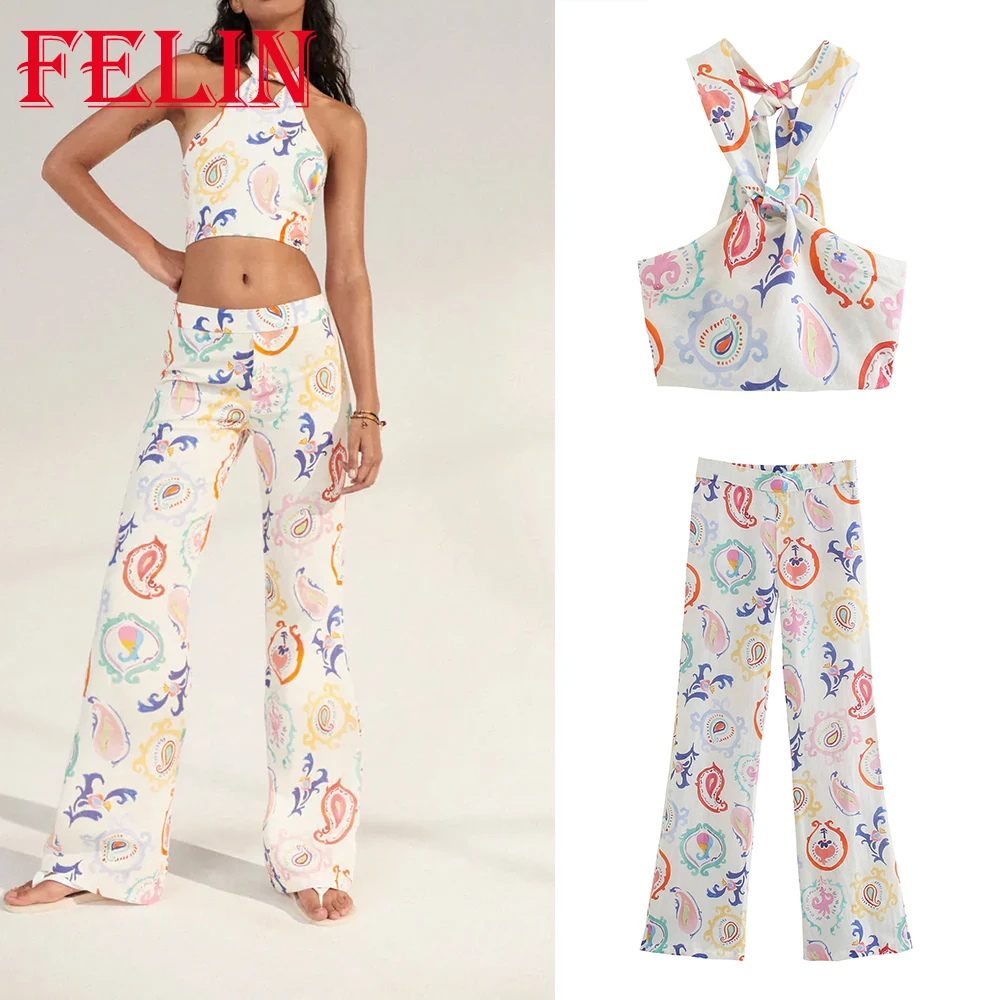 Za 2021 Women Sets Geometric Vintage 2 Pieces Sexy Mujer Cropped Tops and High Waist Flare Pants Elegant Women Suits
Za 2021 Women Sets Geometric Vintage 2 Pieces Sexy Mujer Cropped Tops and High Waist Flare Pants Elegant Women Suits