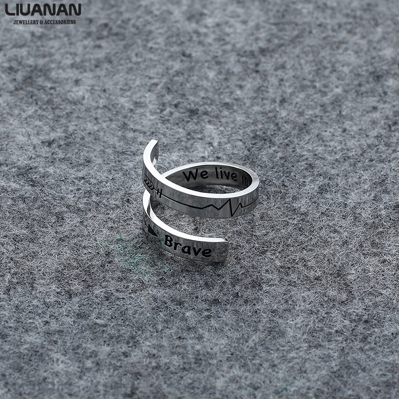 Be Brave We Live In Hope Chic Inspirational Stainless Steel Rings for Women Men Jewelry Graduation Gift Adjustable Engrave Rings
Be Brave We Live In Hope Chic Inspirational Stainless Steel Rings for Women Men Jewelry Graduation Gift Adjustable Engrave Rings
